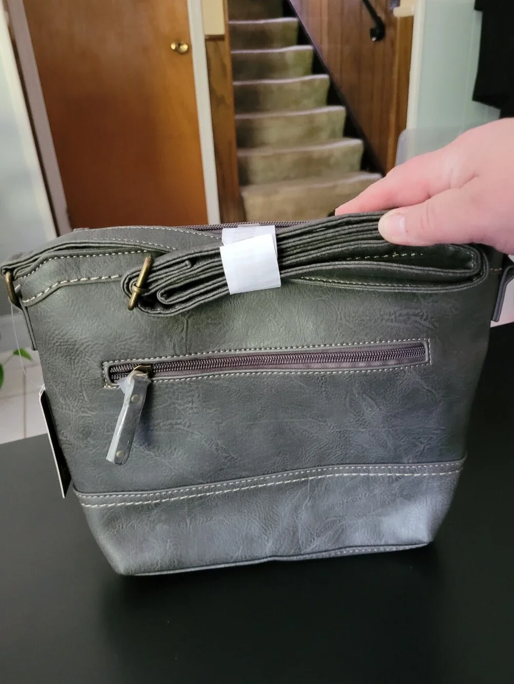 b.o.c. Gray Embossed Floral Crossbody Bag